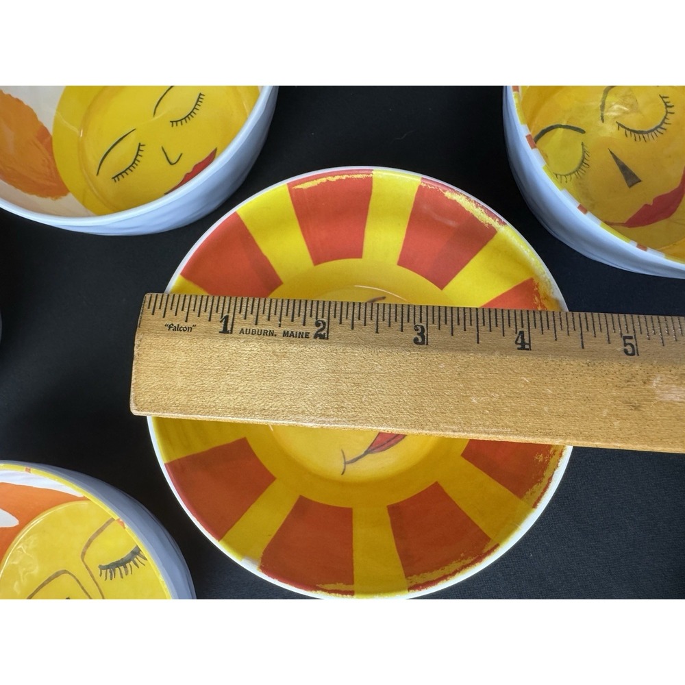 Set Of 6 Pier 1 Melamine Sun Shine 2.5" Bowls Bright Yellow White & Orange - Picture 5 of 7